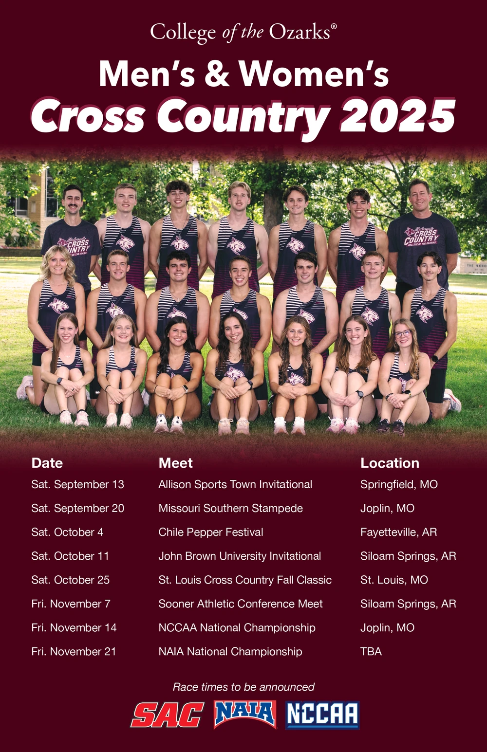 Men's and women's Cross Country Poster for the 2025 season